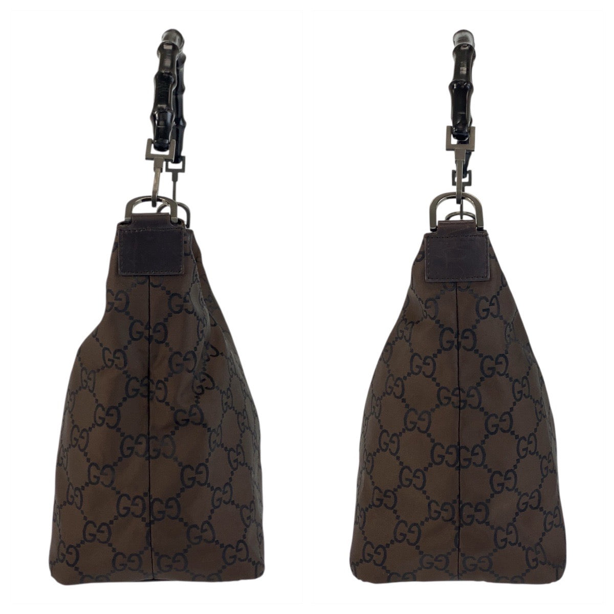 GUCCI Shoulder Bag 000 0531 Nylon Brown Bamboo GG pattern