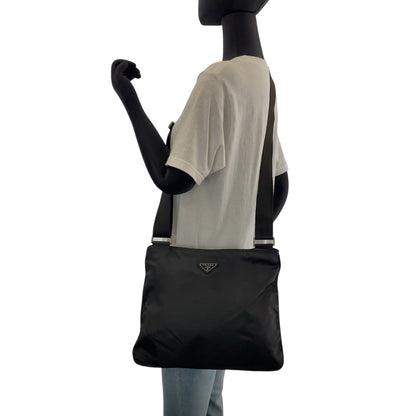 PRADA Shoulder Bag Nylon black Test Triangle With logo