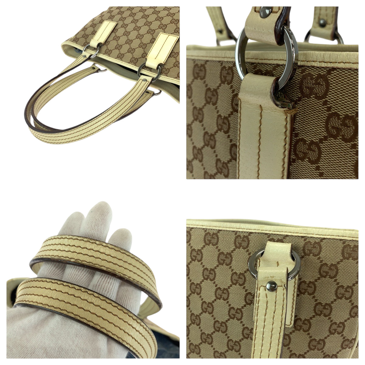 GUCCI Tote Bag 113019 GG canvas Beige brown