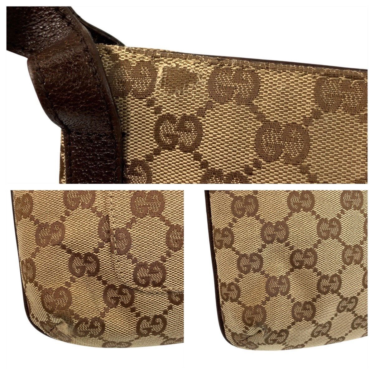 GUCCI Shoulder Bag 122793 GG canvas Beige Brown SilverMetal