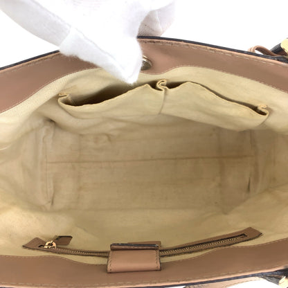 GUCCI Tote Bag 257061 GG canvas Pink Brown Gold Metal Pretty