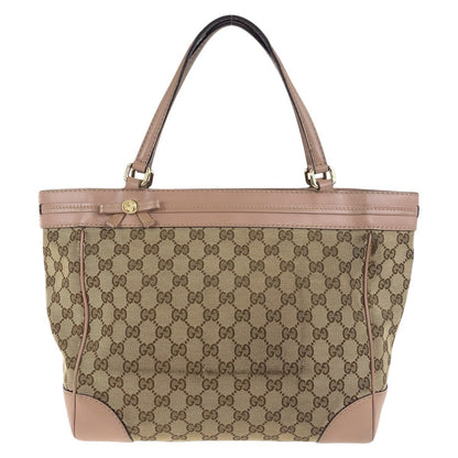 GUCCI Tote Bag 257061 GG canvas Pink Brown Gold Metal Pretty