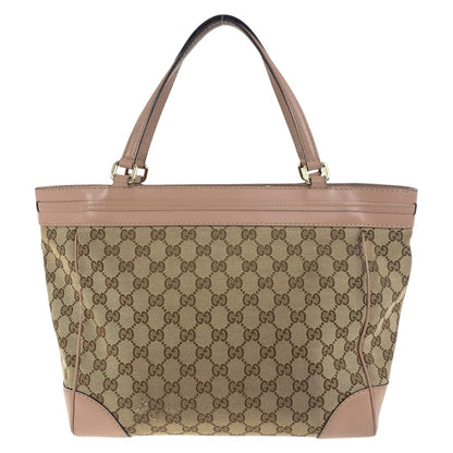 GUCCI Tote Bag 257061 GG canvas Pink Brown Gold Metal Pretty