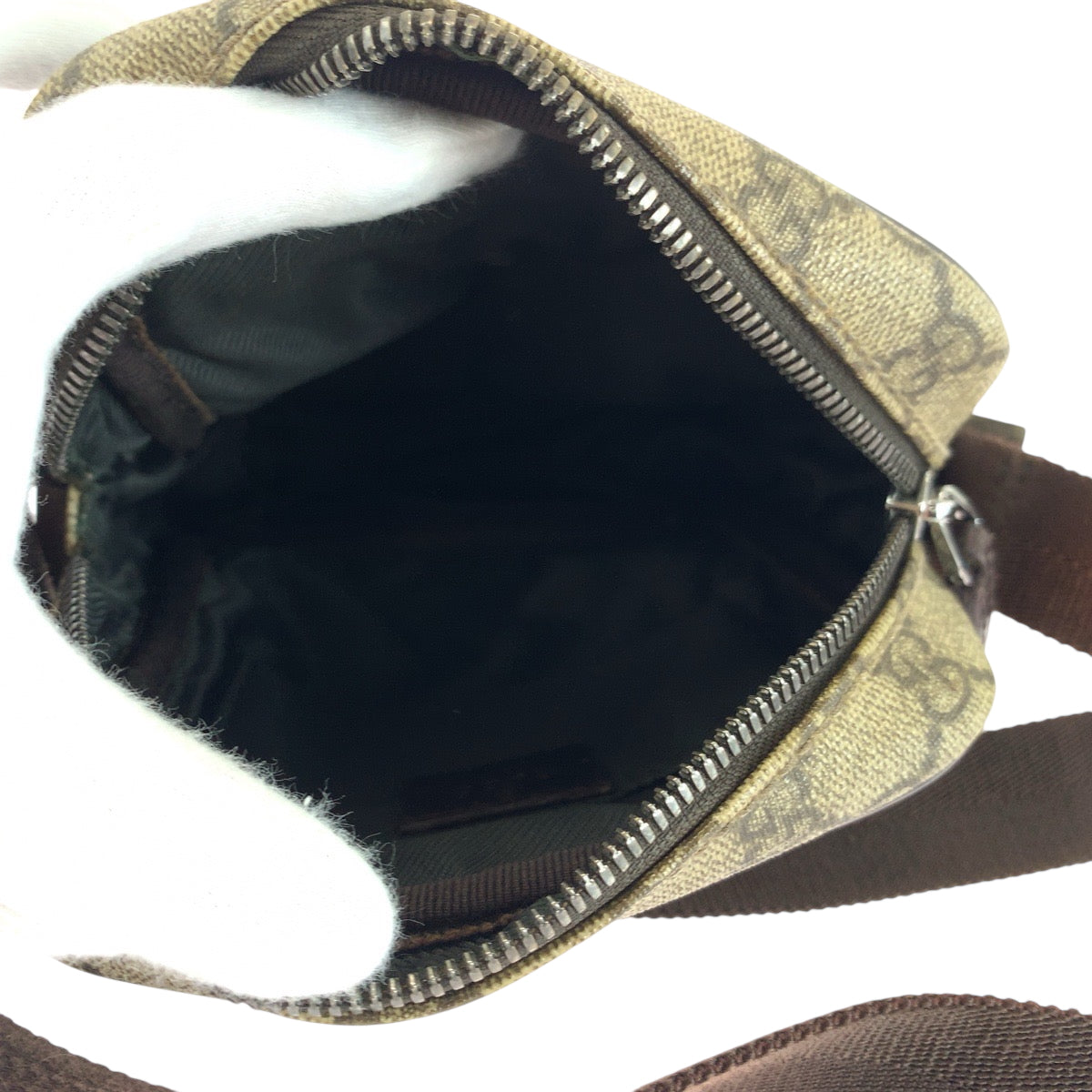 GUCCI Shoulder Bag 101680 GG Supreme Canvas Beige Brown SilverMetal