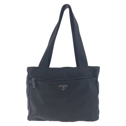 PRADA Shoulder Bag Nylon Black SilverMetal Test Triangle With logo