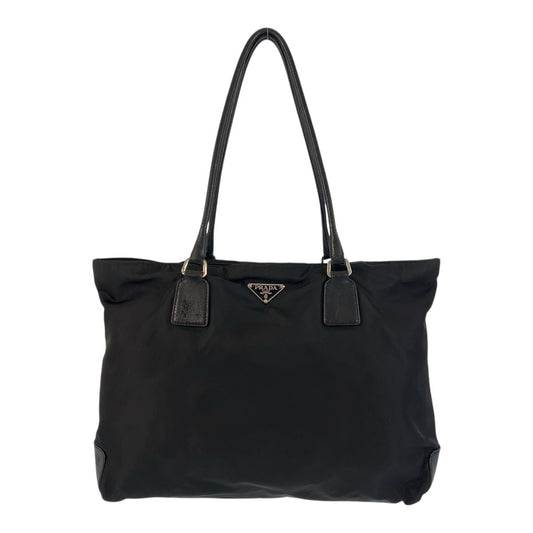 PRADA Shoulder Bag Nylon Black SilverMetal Test Triangle With logo