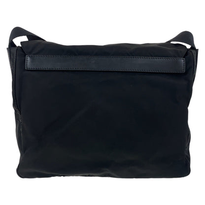 PRADA Shoulder Bag Nylon Black SilverMetal Test Triangle With logo