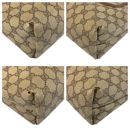 GUCCI Tote Bag 39 02 003 GG Supreme Canvas Beige Brown Gold Metal Sherry Line Old Gucci