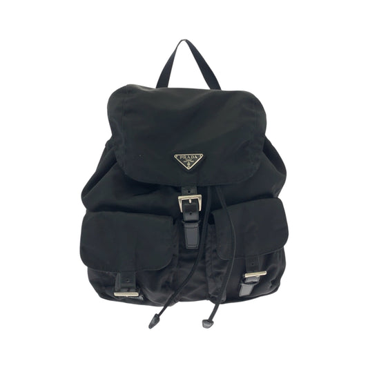 PRADA Backpack Nylon Black SilverMetal Test Triangle With logo