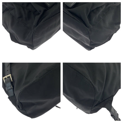 PRADA Backpack Nylon Black SilverMetal Test Triangle With logo