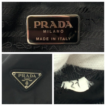 PRADA Backpack Nylon Black SilverMetal Test Triangle With logo