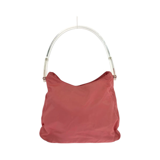 PRADA Shoulder Bag Nylon Pink clear Test Triangle With logo