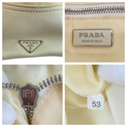 PRADA Tote Bag canvas White Ivory Triangle With logo