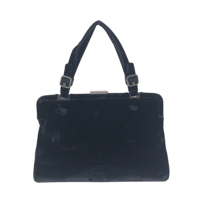 PRADA Tote Bag Velor Black Silver Metal Velor