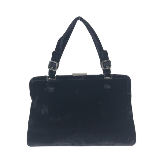 PRADA Tote Bag Velor Black Silver Metal Velor
