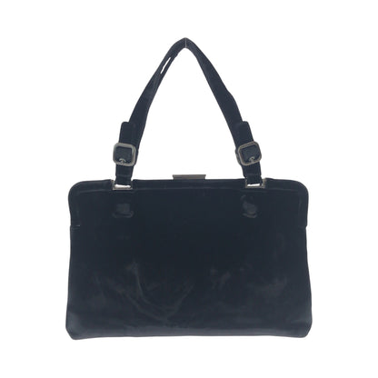 PRADA Tote Bag Velor Black Silver Metal Velor
