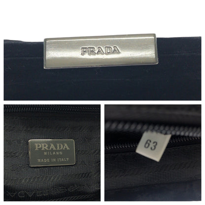 PRADA Tote Bag Velor Black Silver Metal Velor