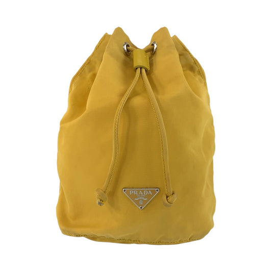 PRADA Pouch Nylon Yellow SilverMetal Test Triangle With logo