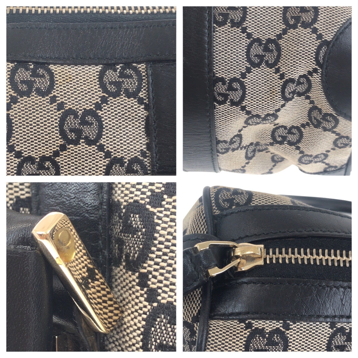 GUCCI Handbag 000 0851 GG canvas Black, Gray, Gold Metal