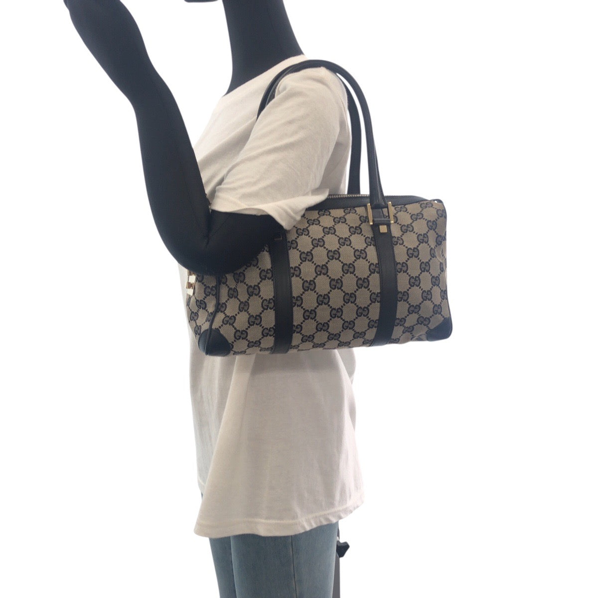 GUCCI Handbag 000 0851 GG canvas Black, Gray, Gold Metal