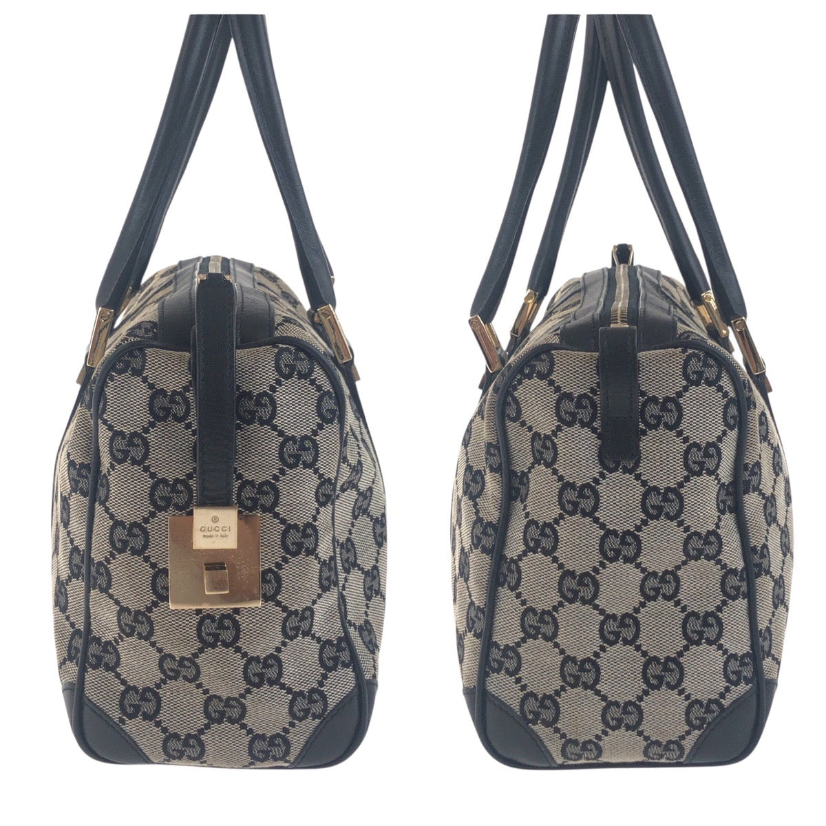 GUCCI Handbag 000 0851 GG canvas Black, Gray, Gold Metal