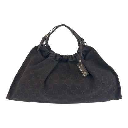 GUCCI Handbag 76554 GG canvas Brown Silver Metal