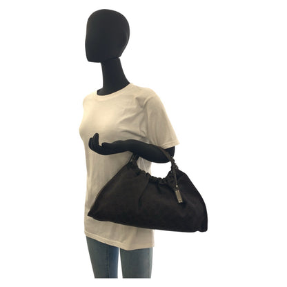 GUCCI Handbag 76554 GG canvas Brown Silver Metal