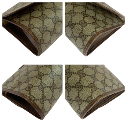 GUCCI Clutch bag 156 01 030 GG Supreme Canvas Beige brown Old Gucci Shelly Line