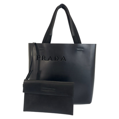 PRADA Tote Bag leather Black black Punching logo