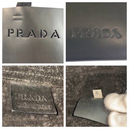 PRADA Tote Bag leather Black black Punching logo