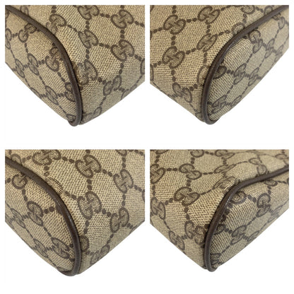GUCCI Clutch bag 56 01 012 GG Supreme Canvas Beige Brown Gold Metal Sherry Line Old Gucci