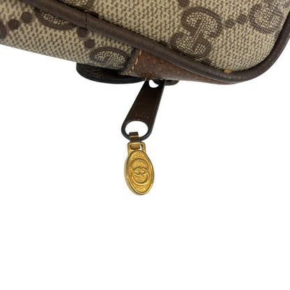 GUCCI Clutch bag 56 01 012 GG Supreme Canvas Beige Brown Gold Metal Sherry Line Old Gucci