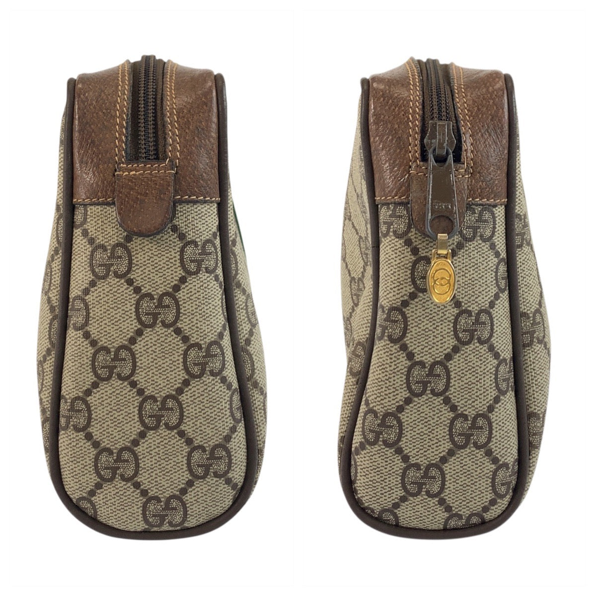 GUCCI Clutch bag 56 01 012 GG Supreme Canvas Beige Brown Gold Metal Sherry Line Old Gucci