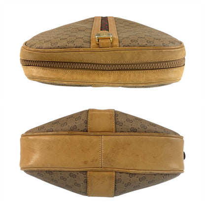 GUCCI Shoulder Bag PVC Beige Gold Metal Old Gucci Micro GG
