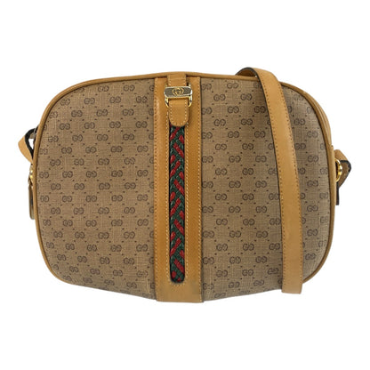 GUCCI Shoulder Bag PVC Beige Gold Metal Old Gucci Micro GG
