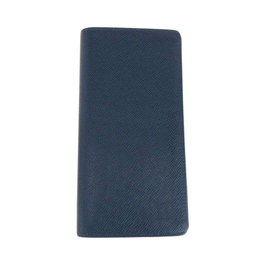LOUIS VUITTON Long Wallet Purse M30662 Taiga Blue Silver Metal Taiga Portefeuille Braza