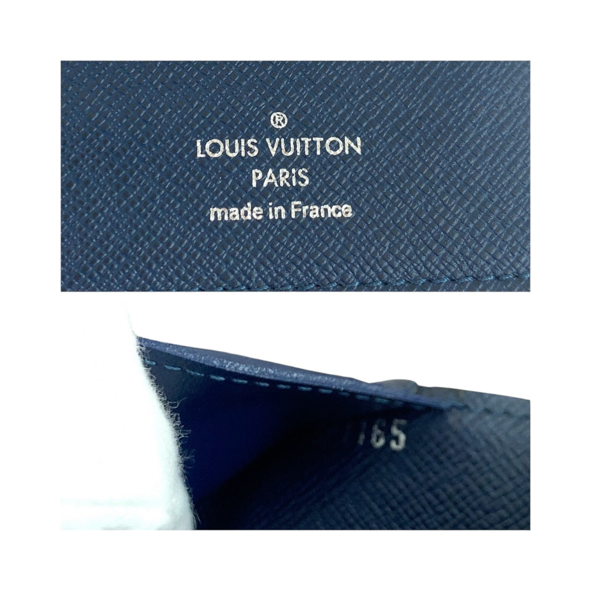 LOUIS VUITTON Long Wallet Purse M30662 Taiga Blue Silver Metal Taiga Portefeuille Braza