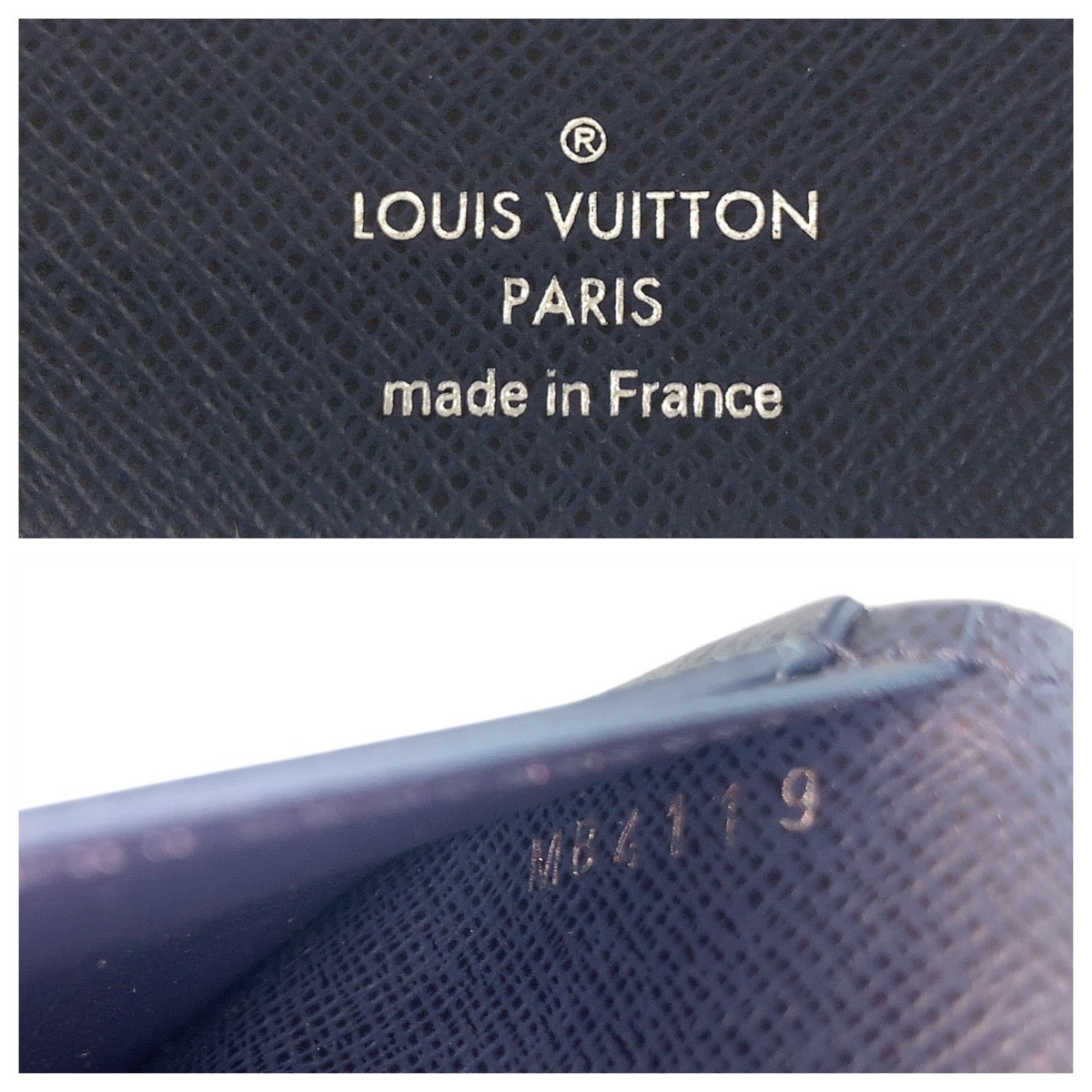 LOUIS VUITTON Long Wallet Purse M30502 leather Blue Marine Navy SilverMetal Taiga Portefeuille Braza