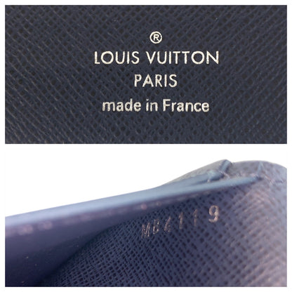 LOUIS VUITTON Long Wallet Purse M30502 leather Blue Marine Navy SilverMetal Taiga Portefeuille Braza