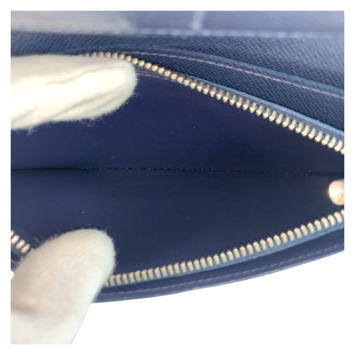 LOUIS VUITTON Long Wallet Purse M30502 leather Blue Marine Navy SilverMetal Taiga Portefeuille Braza
