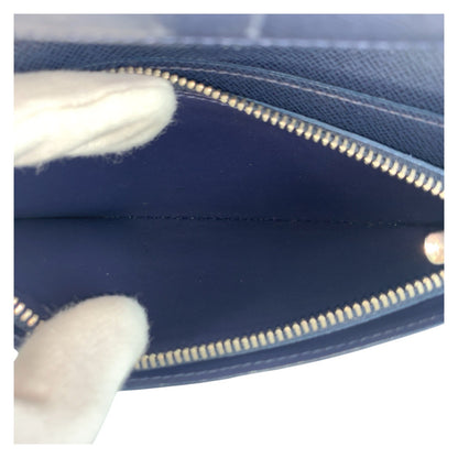 LOUIS VUITTON Long Wallet Purse M30502 leather Blue Marine Navy SilverMetal Taiga Portefeuille Braza