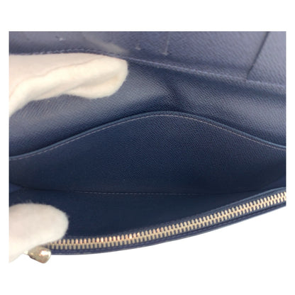LOUIS VUITTON Long Wallet Purse M30502 leather Blue Marine Navy SilverMetal Taiga Portefeuille Braza