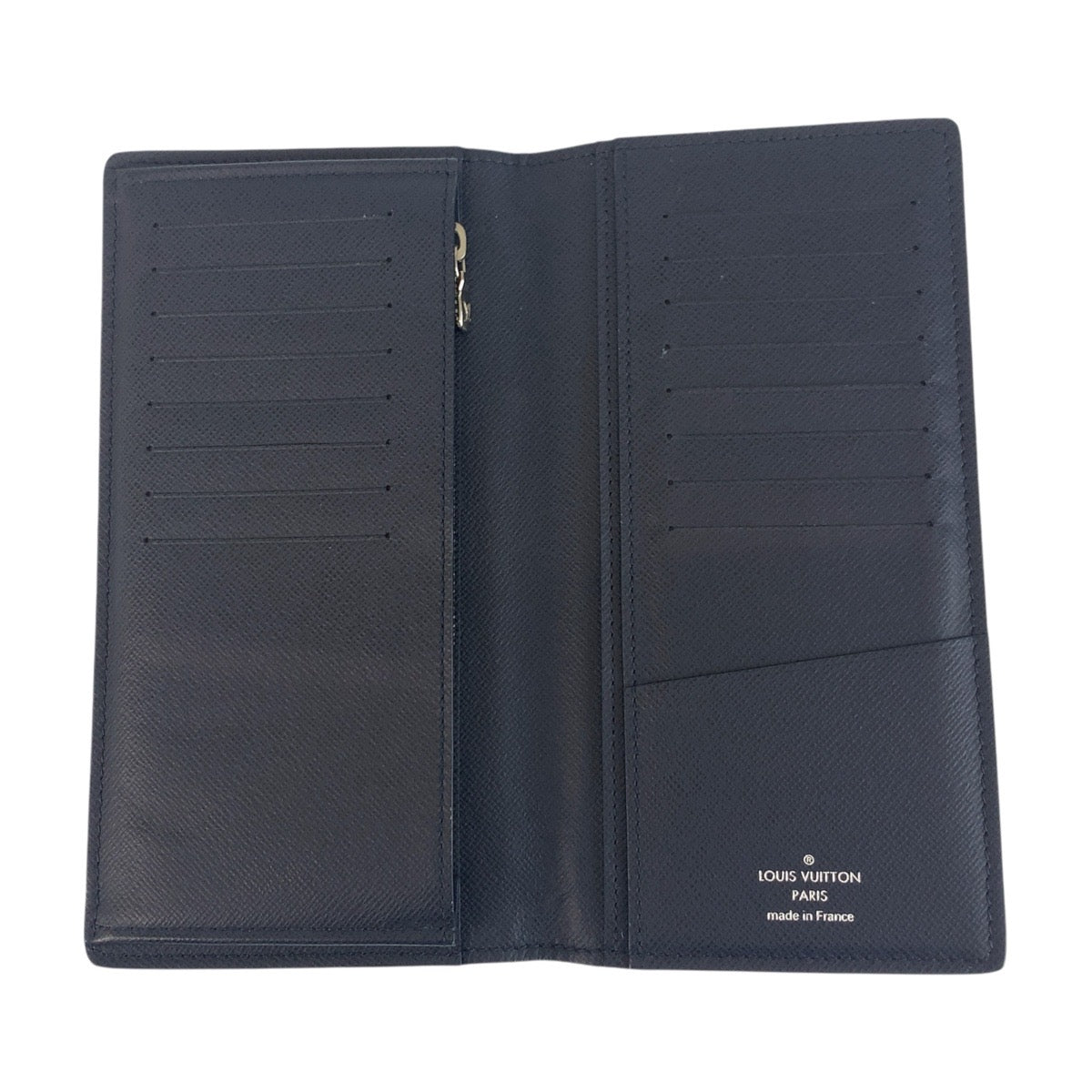 LOUIS VUITTON Long Wallet Purse M30502 leather Blue Marine Navy SilverMetal Taiga Portefeuille Braza