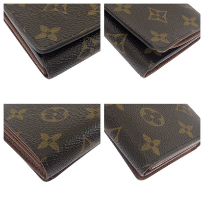 LOUIS VUITTON Bifold Wallet M61736 PVC Dark Brown Gold Metal Monogram Portefeuille Tresol