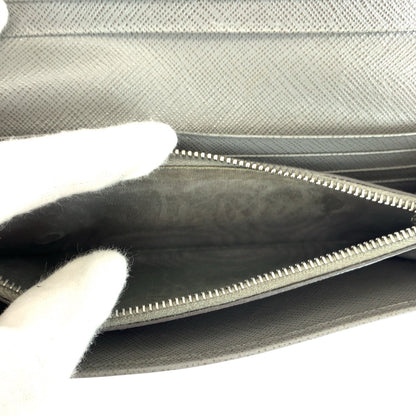 PRADA Long Wallet Purse 1MH132 leather Grey SilverMetal Safiano logo