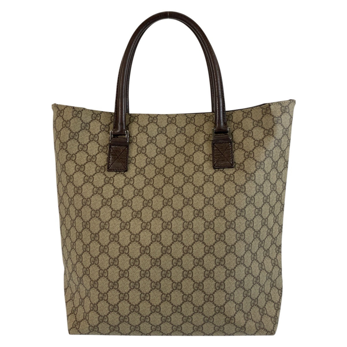GUCCI Tote Bag 131220 GG Supreme Canvas Beige Brown SilverMetal