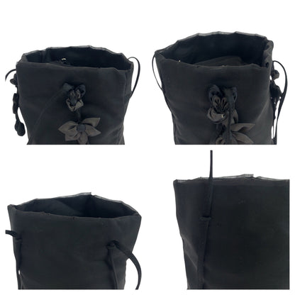 PRADA Tote Bag Nylon Black Silver Metal Tessuto Satin