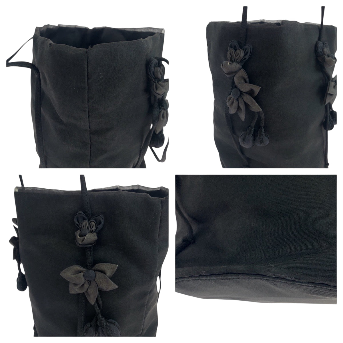 PRADA Tote Bag Nylon Black Silver Metal Tessuto Satin