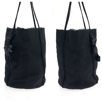 PRADA Tote Bag Nylon Black Silver Metal Tessuto Satin