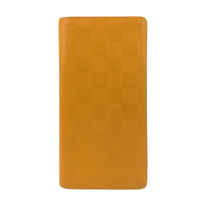 LOUIS VUITTON Long Wallet Purse N63146 leather Solar Yellow SilverMetal Damier Anfini Portefeuille Braza